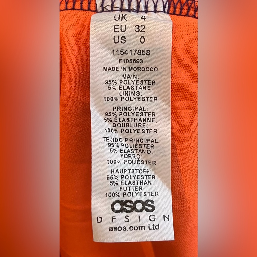 NWT ASOS Design Mesh Cut Out Mini Dress in Purple Orange Colorblock - Size 0 - Picture 5 of 5